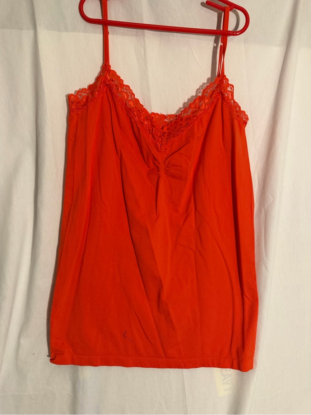 #404 attention Bright Red Lace Trim Camisole